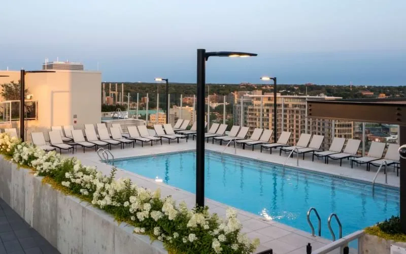 Artisan rooftop pool and outdoor seating