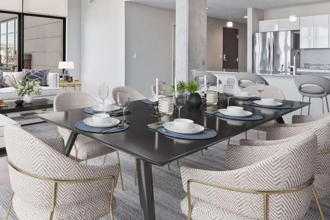 Open living and dining room at The Flats at East Bank