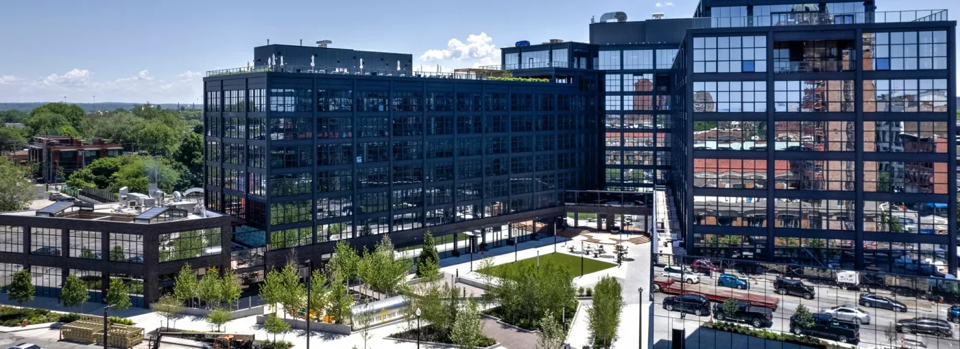 INTRO buildings and landscaped courtyard