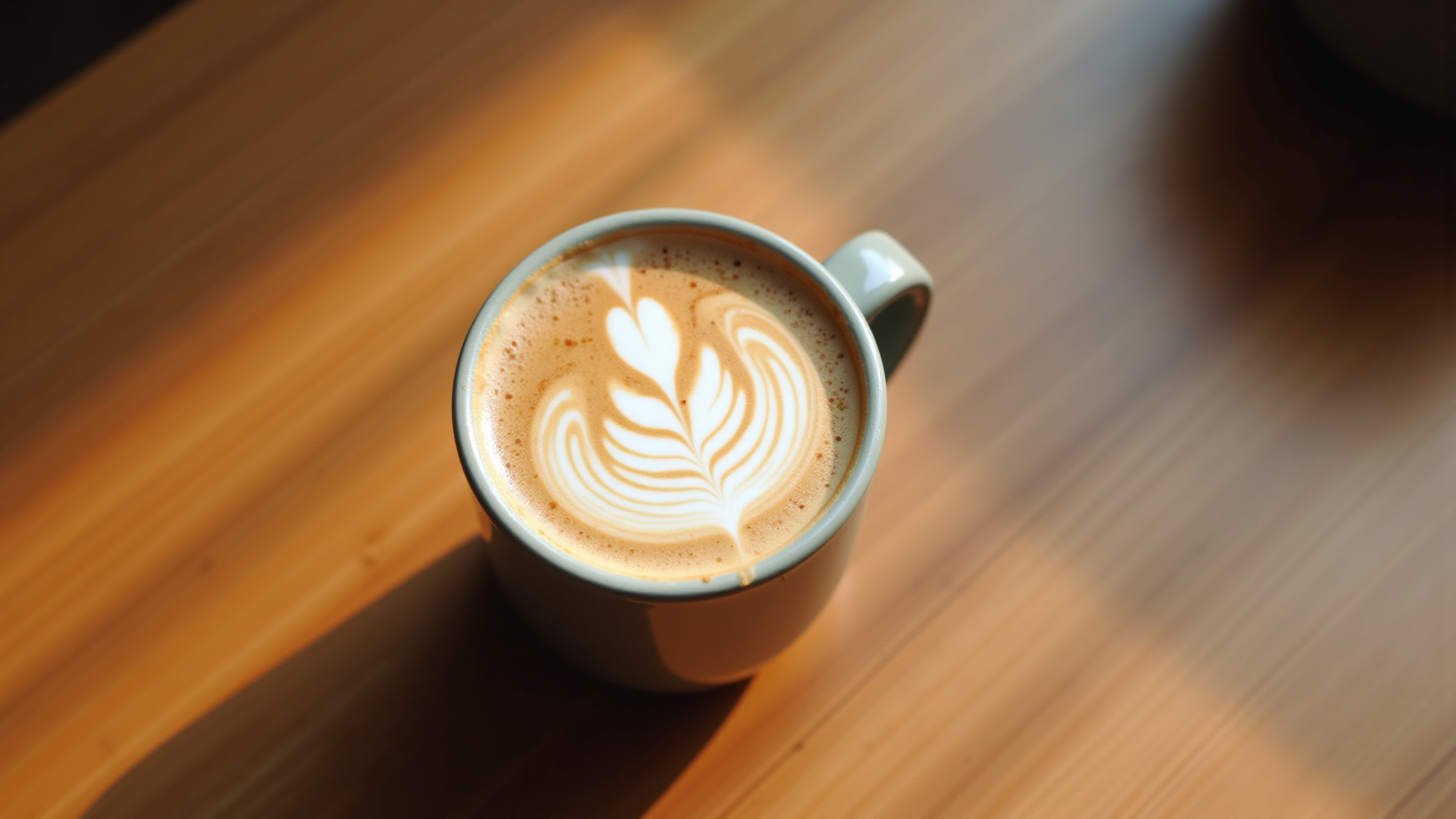 Leaf-pattern latte art at Love Coffee