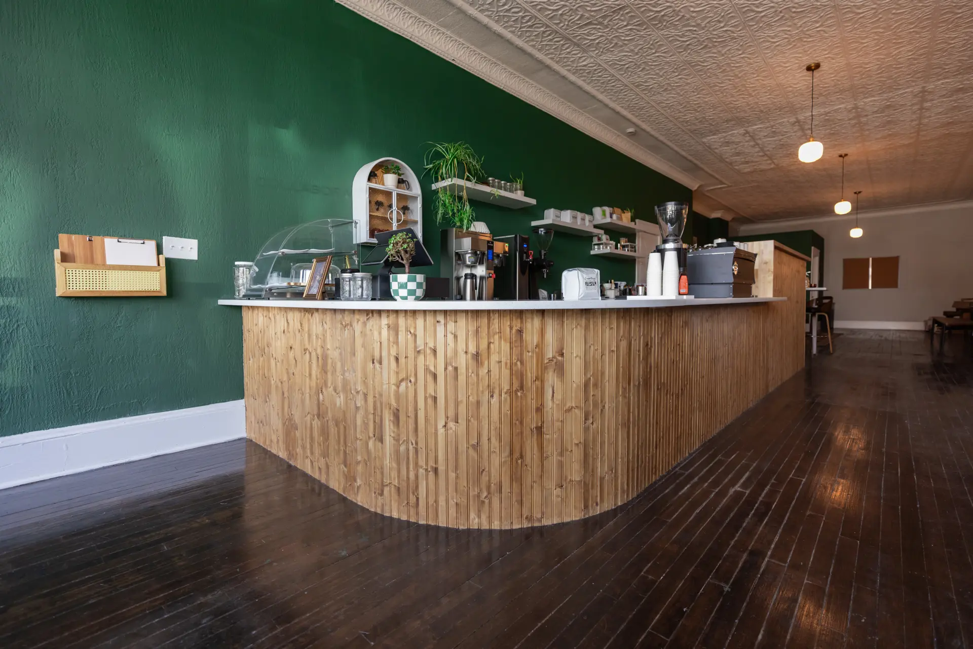 Vessel Coffee Collaborative curved counter and cafe interior