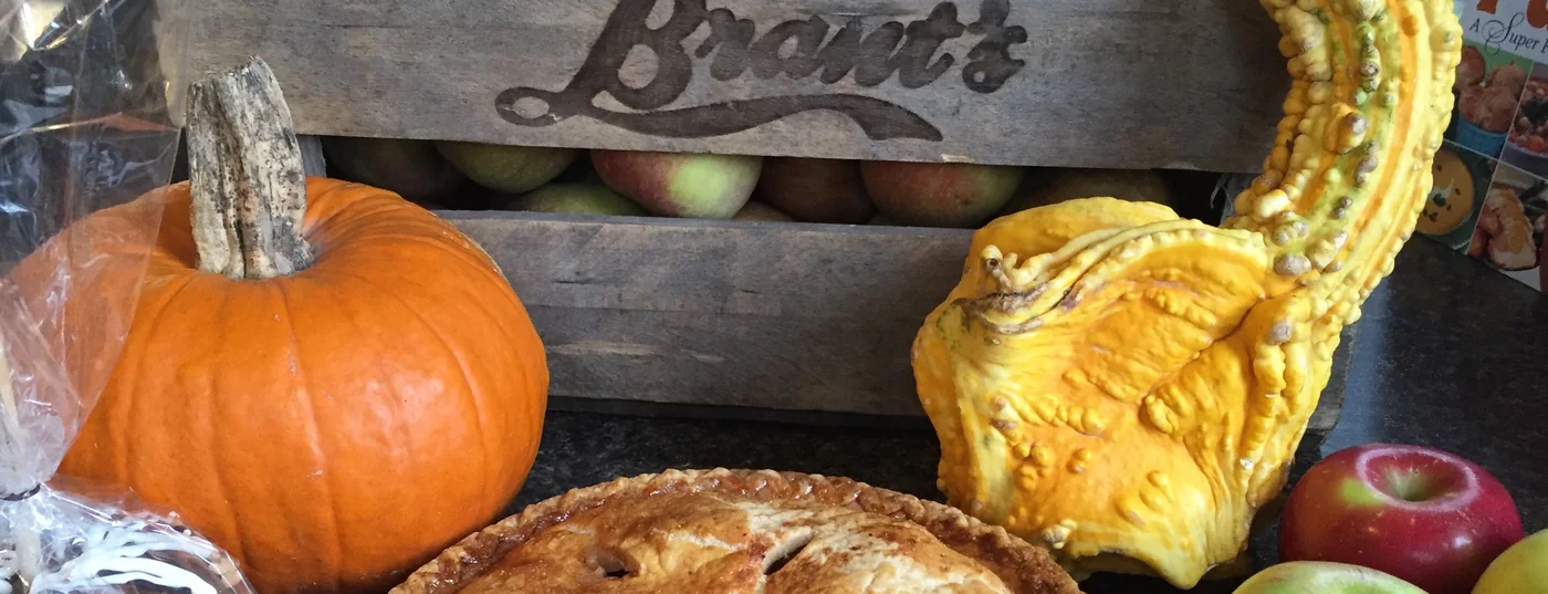 Pumpkins and gourds at the orchard at Brant's Apple Orchard in Ashtabula, Ohio