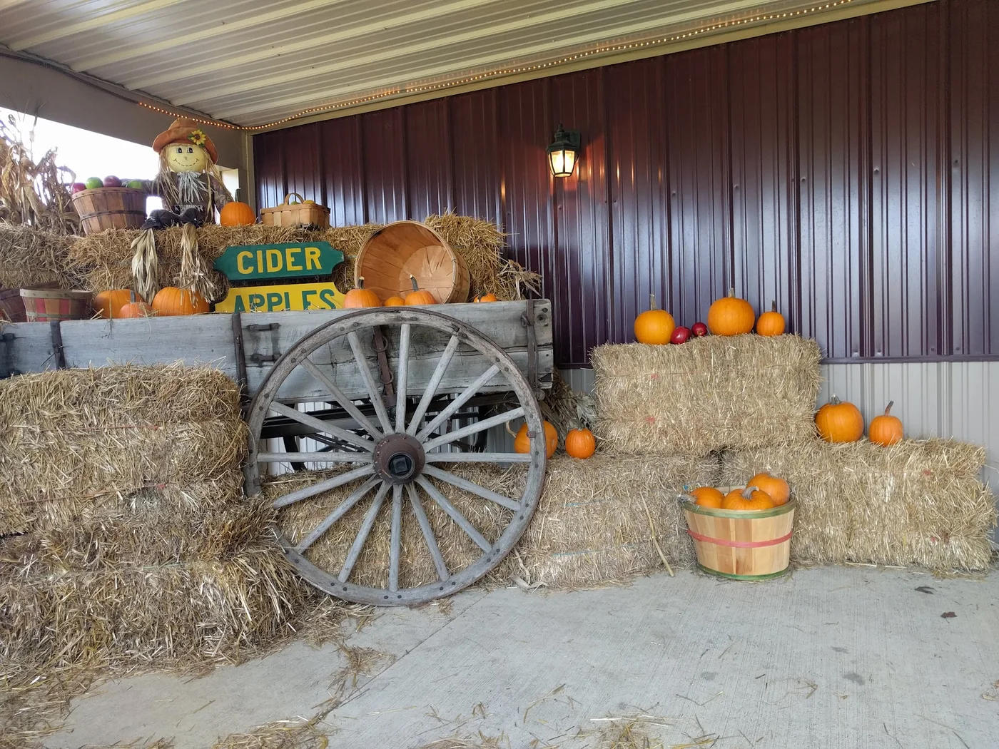 Pumpkins and fall decorations at the market at Hillside Orchard and Farm Market in Hinckley, Ohio