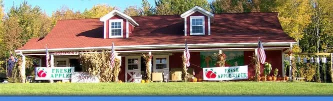 The red Apple Barn market at Robinson's Apple Barn in Geneva, Ohio