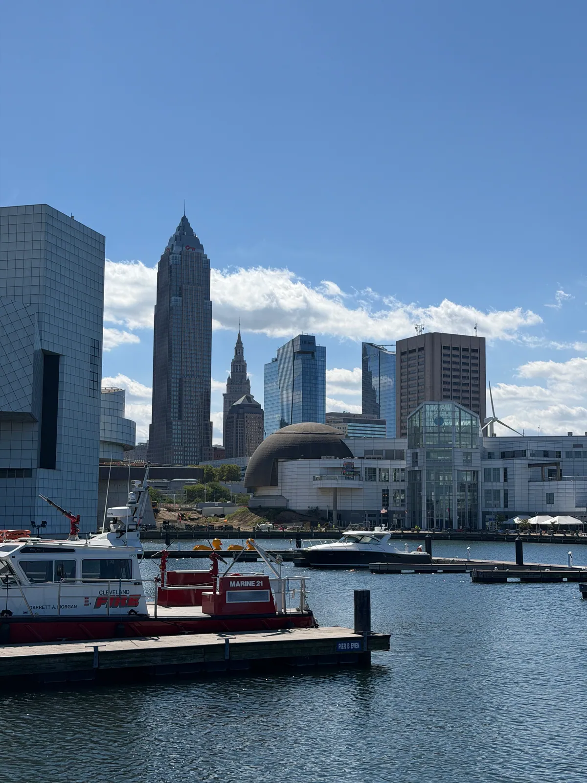 Cleveland skyline across North Coast Harbor