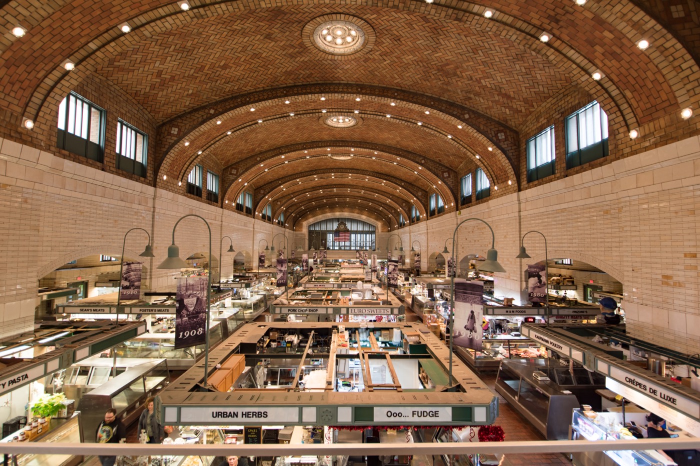 The vaulted brick interior of Cleveland’s West Side Market
