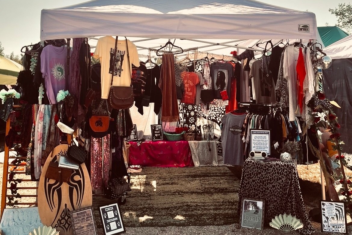 A vintage clothing vendor tent at the Beachland Flea at the Beachland Ballroom in Collinwood, Cleveland